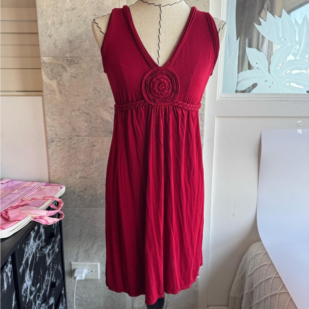 Studio M Red Sleeveless V-Neck Sundress